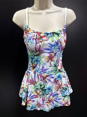 MS. DAISY Swim dress,adjustable straps,full coverage,tropical Floral